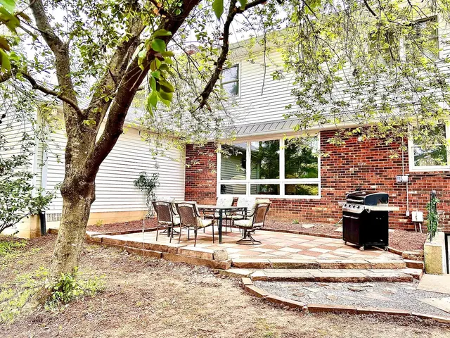 Stone patio with grill
