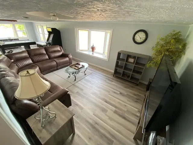 Living room with pool table